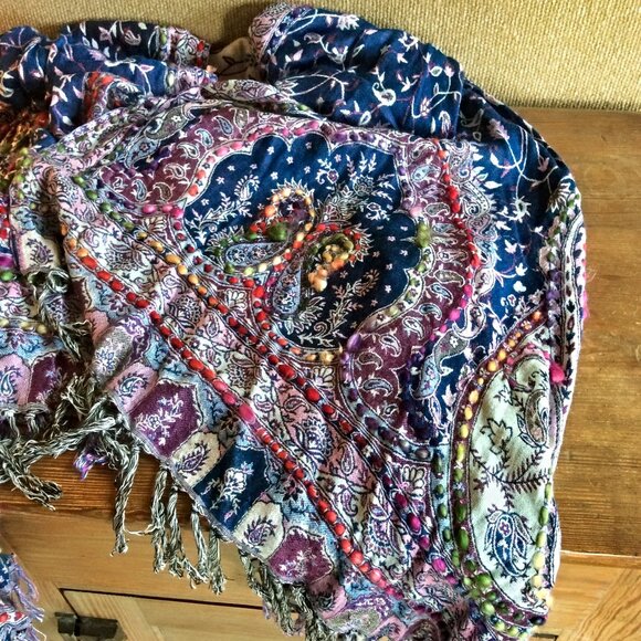 Soft Surroundings Paisley Print Fringe Duster Cardigan - Colorful & Draped OS - Picture 3 of 4